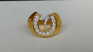 Samuel Aaron Herren Lucky Hufeisen Ring, 18K Gelbgold vergoldet, Größe 10 - Bild 1 von 4