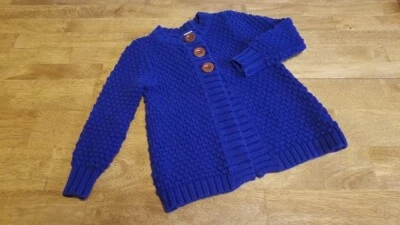 Old Navy Royal Blue Cardigan Sweater Girl's Sz 2T Brown Buttons - Image 1 of 4