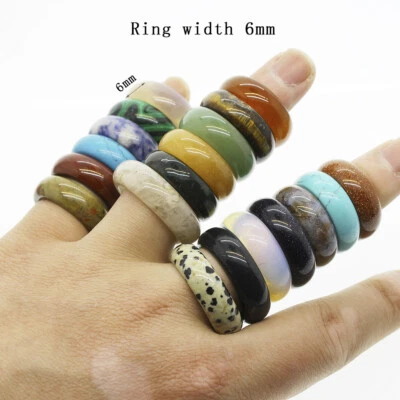 50pcs Wholesale Ring Jewelry Natural Agate Gemstone Mix Colorful Rings Lots - Image 1 of 4