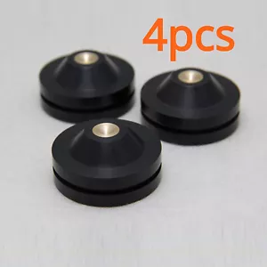 4pcs HIFI Audio Amp Speaker Spike Isolation Ebony Wooden Base Pads Stand Feet - Picture 1 of 4