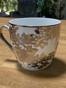 10 Strawberry Street Floral Silver Metallic Porcelain  16 Oz Mug  Coffee Tea Cup - Picture 1 of 8