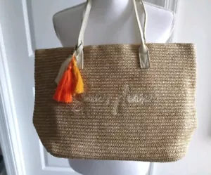 Summer Beach Tote Sun Please Pineapple Print Interior Tassels Image Skincare  - Picture 1 of 13