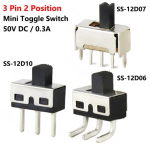 3 Pin 2 Position SS-12 Mini Toggle Switch SPDT SMD 50VDC/0.3A Micro Slide Switch - Picture 1 of 11