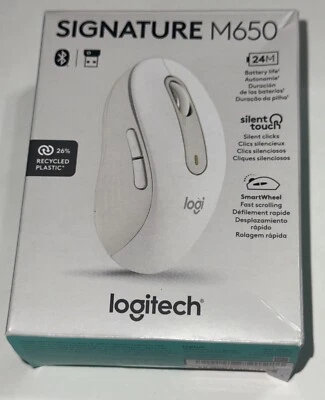 Logitech Signature M650 Wireless Scroll Mouse with Silent Clicks Off-White NEW - Image 1 of 3