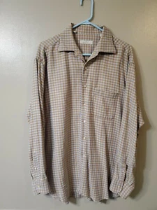 ERMENEGILDO ZEGNA Made In Italy Button Front Shirt Plaid Mens 44- 17 1/2 - Picture 1 of 5