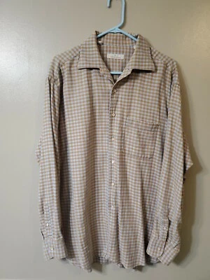 Camisa a Cuadros ERMENEGILDO ZEGNA Hecha en Italia Botón Frontal Para Hombres 44-17 1/2 Foto 1 de 4