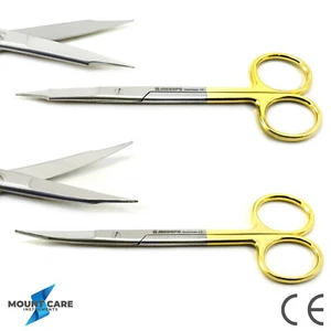Set of 2 Iris Scissors Straight & Curved Surgical Veterinary Dental Instruments - Bild 1 von 3