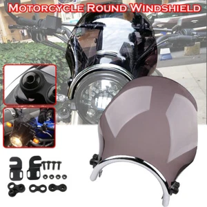 7" Motorcycle Screen Headlight Windshield Round For Honda Yamaha Kawasaki Suzuki - Picture 1 of 9