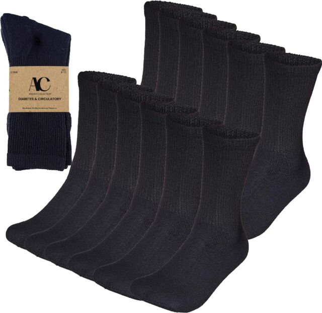 Essentials Calcetines de algodón graduados de compresión sobre la  pantorrilla para hombre, 3 pares