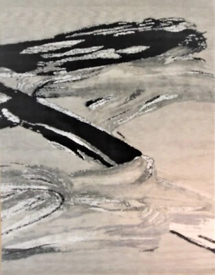 Impresionante Alfombra Única Moderna Contemporánea Hecha a Mano Gris Lana y Bambú Seda 8 x 10 Foto 1 de 4