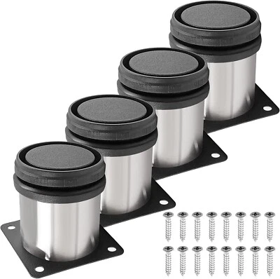 Muebles de acero inoxidable 4 piezas patas 2 pulgadas pies plateados sofá patas repuesto nuevo Foto 1 de 4