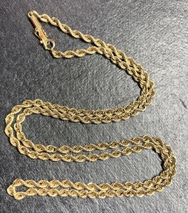 14K Gold Rope Twist Necklace Barrel Clasp. 19" L.x 3mm SALE 9.5 Grams - Picture 1 of 4