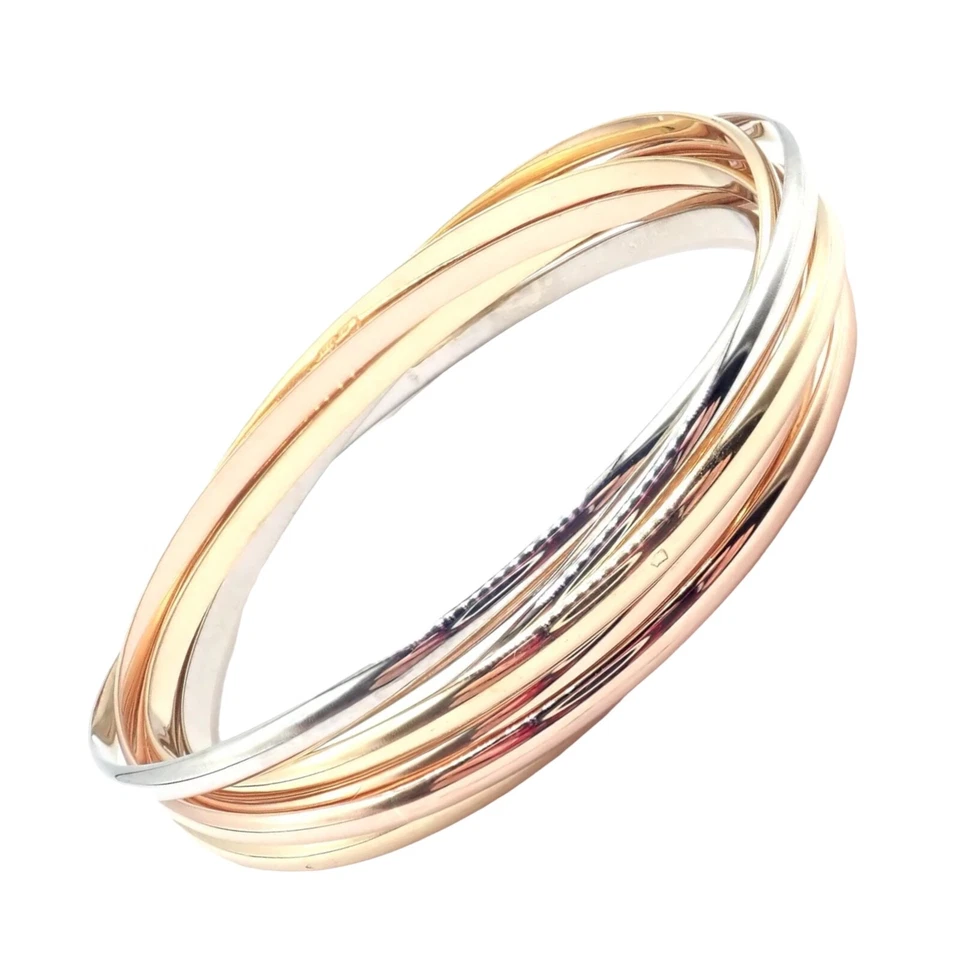 ¡Auténtico! Brazalete Vintage Cartier Oro 18k Tricolor 7 Bandas Trinidad Foto 1 de 4