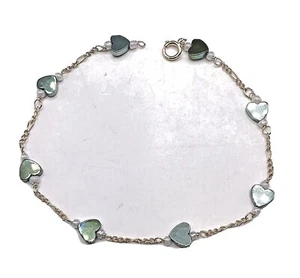 New 14k Gold Multi-Color Hematite Heart Bracelet - Anklet (Assorted Lengths) - Picture 1 of 2