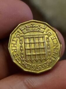 1966 British 3 PENCE KM#900 THREE Elizabeth II England XF coin Kayihan T129-1