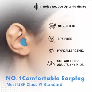 Ear Plugs for Sleeping, Reusable Moldable Silicone Ear Plugs, Waterproof, Su... - Picture 1 of 9