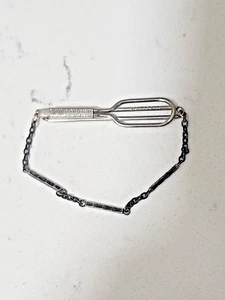 Vintage Swank Tie Clip Sterling Silver With Sterling Silver Chain - Picture 1 of 4
