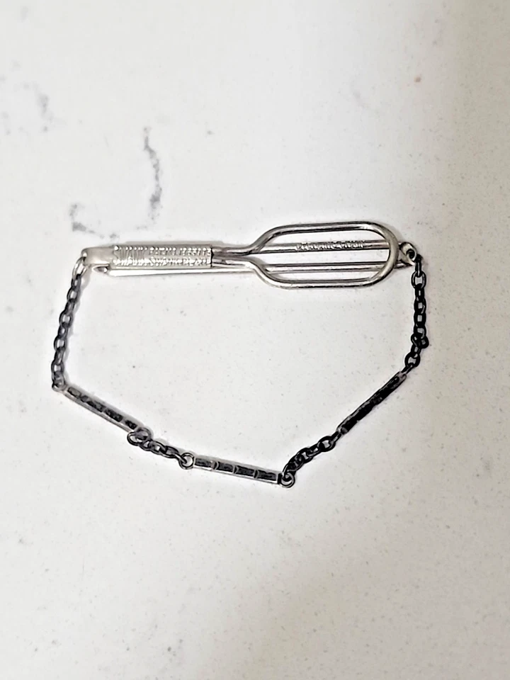 Vintage Swank Tie Clip Sterling Silver With Sterling Silver Chain - Image 1 of 4