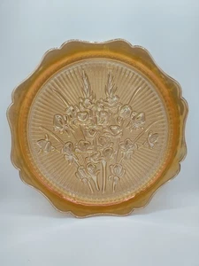 Vintage Ringelblume Karneval Glas Blumenstrauß Platte überbacken 12" - Bild 1 von 2