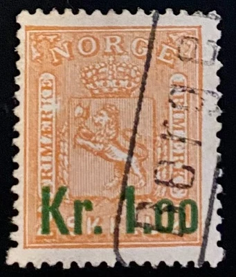 Norway Stamp 2 Skilling with overprint Year 1905 NK 85 II (CV: 70 USD) - Image 1 of 2