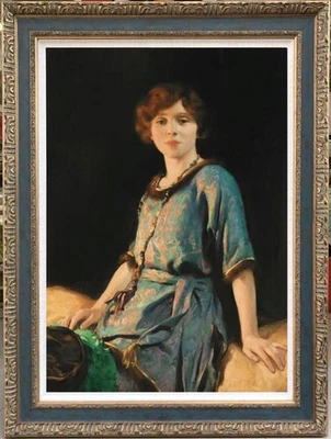 Антикварная картина маслом ручной работы старый мастер искусства женщин девочка на холсте 24 «x 36» - Изображение 1 из 2