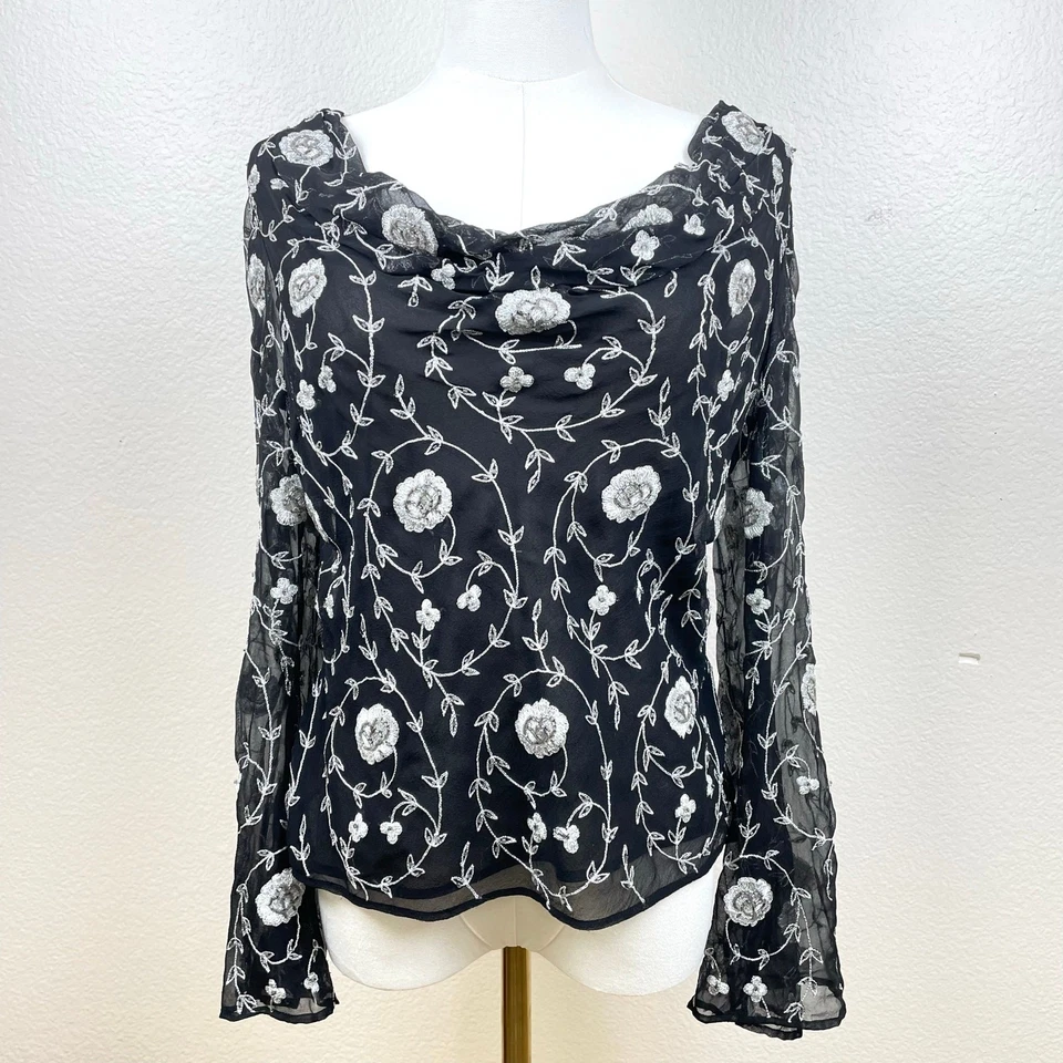 Top Y2K Años 90 Vintage Mujer Talla M Hada Seda Cuentas Capucha Capricho Mangas Acampanadas  Foto 1 de 4