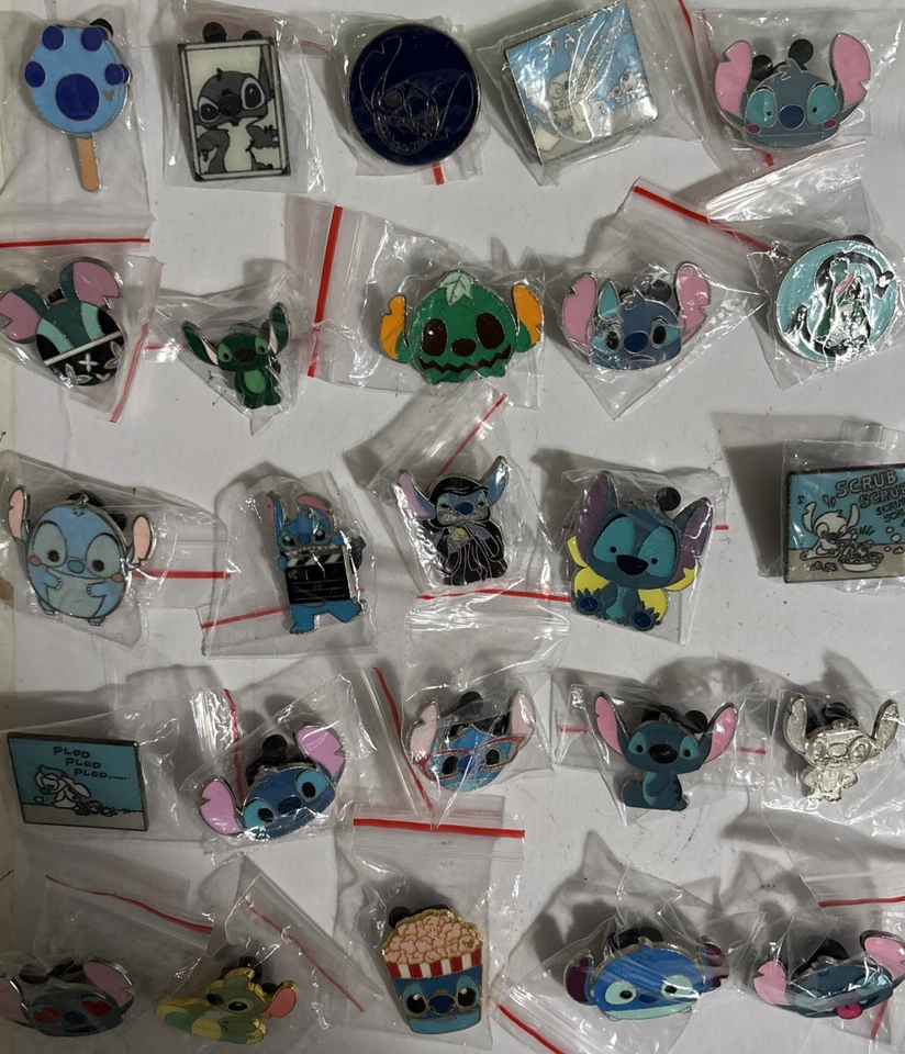Stitch Disney Pin Lot of 25. W/ STITCH  LANYARD US SELLER - Image 1 of 4