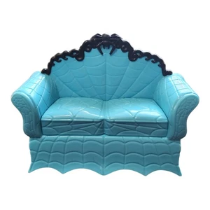 Monster High Coffin Bean Doll Gothic Furniture Blue & Black Couch Spider Web - Picture 1 of 2