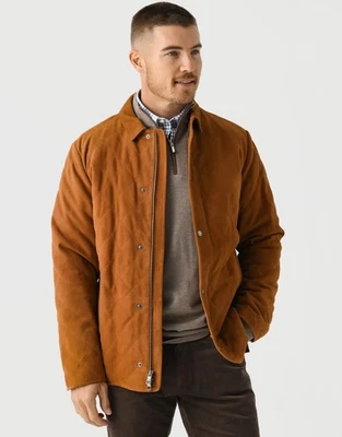 Peter Millar Men's Crown Whiskey Suede Quilted Coat Jacket MF24Z08 Sz 2XL $1295 - Image 1 of 4