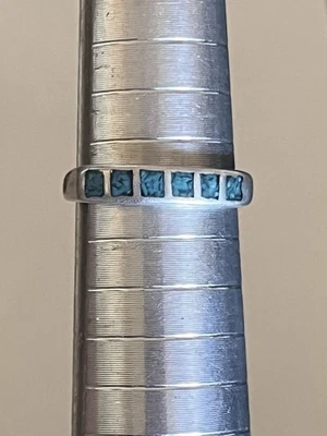 1.69g Native American Sterling Silver Turquoise Shop Ring Size 6 6.25 Lot B - Image 1 of 4