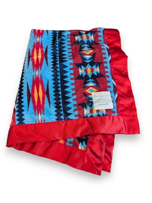 Manta de cuna de bebé tribal suroeste My Blankee Luxe ribete satinado 30x35 Foto 1 de 4