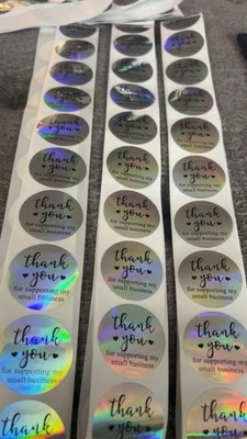 Adesivos holográficos obrigado por apoiar minha pequena empresa tamanho 1,5 polegadas - Imagem 1 de 2