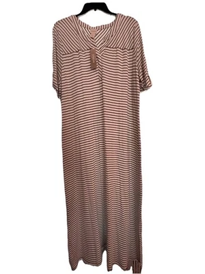 Chico's long dress Size 3 X Large Striped Tee Cuffed Detail White Green New 16 - Image 1 of 4