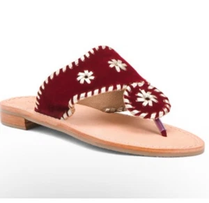 Jack Rogers sandalo piatto da bambina Jack in velluto bordeaux bordeaux marrone taglia 4 NUOVO - Foto 1 di 7