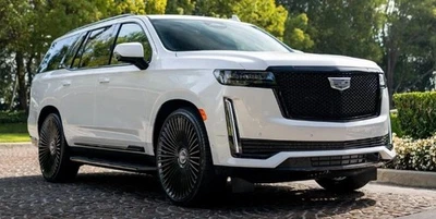 Juego de llantas forjadas de flujo negro de 24" 4️⃣ para tapa flotante Cadillac Escalade ESV Foto 1 de 4