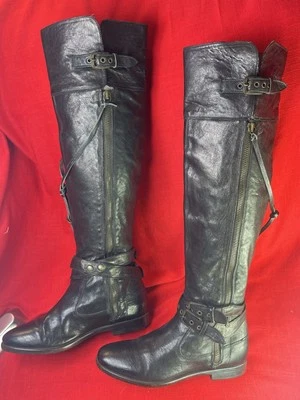 UGG COLLECTION Black BOOT NICOLETTA TALL WEAVE  OVER KNEE US 7 EU 38 Italy - Image 1 of 4