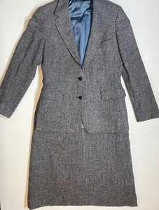 Tuta donna vintage Harris tweed lana due pezzi gonna "Cricketeer" 12 come nuova - Foto 1 di 23