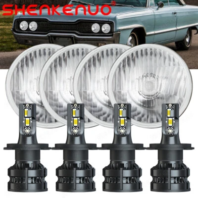 4件装5.75英寸5-3/4英寸圆形LED车头灯升级版适用于福特银河500 1962-1974 — 第 1/4 张图片