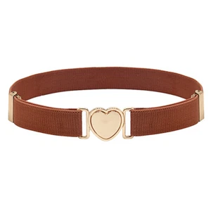 1PC Kids Belt Love Heart Shape Buckle Boys Girls Belt Solid Color Elastic Belt - Picture 1 of 22