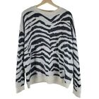 Time & Tru Sweater Womens XXL Eyelash Knit Zebra White Black Cozy Soft Crewneck
