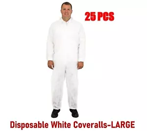 Disposable Coverall Polypropylene (25 PACK) Large White - SAFETY ZONE - - Picture 1 of 6
