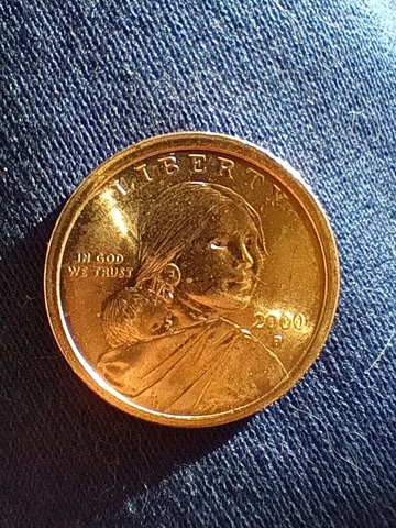 2000 P Sacagawea RARE No Edge Writing   One Dollar Gold Coin Cover