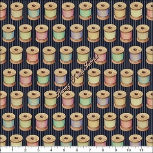QT DAN MORRIS "CUTE AS A BUTTON" 24828-J SPOOLS OF THREAD FABRIC- SELECT SIZE - Picture 1 of 1