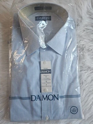 Lote 53 Camisa Vestido Manga Longa Listrada Azul e Branca TAMANHO 17 32/33 DAMON (NOVA) - Imagem 1 de 2