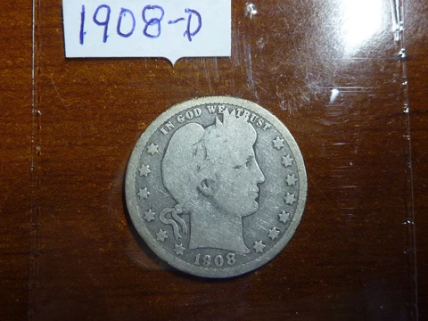 1908-D  BARBER QUARTER Cover