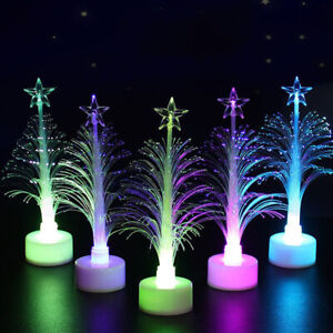 2X Colorful LED Fiber Optic Christmas Tree Light Battery Powered Desk Decor Lamp