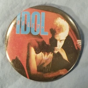 Vintage Billy Idol Pin Back Button - 2 1/2" dia - Picture 1 of 2
