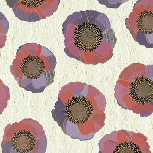 Bellisima Large Floral Poppies Beige 100% Cotton Fabric by The Yard - Picture 1 of 1