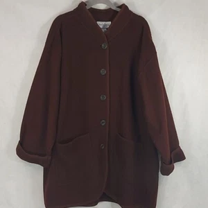 DvF Diane Von Furstenberg Burgundy Color Authority Oversized Fleece Coat 1X 2X - Picture 1 of 7