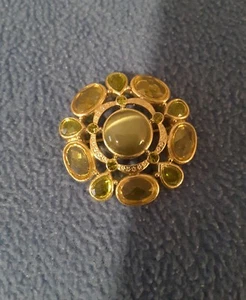 Spilla decorata vintage tono oro sfumature di verde "Bella" - Foto 1 di 5